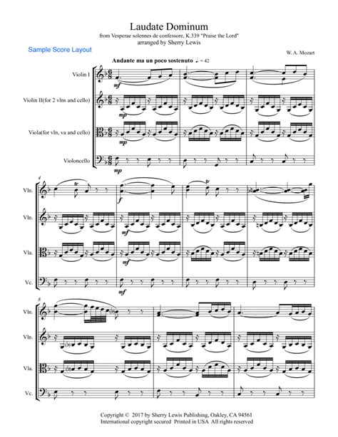Laudate Dominum STRING TRIO (for String Trio) For 2 Violins And Cello Or Violin, Viola And Cello